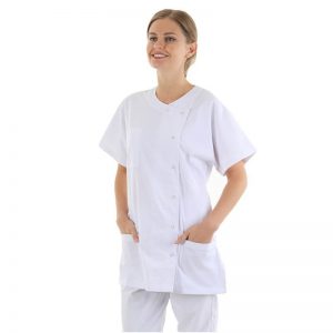 Vêtement médical Blouse médicale blanche asymétrique Manelli - S'adapte pour vêtements médicaux de kinésithérapeutes