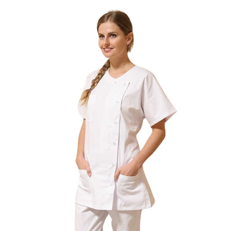 Blouse Médicale BIO/ECO Blanche Asymétrique Manelli