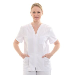 Blouse Médicale Femme Blanc Manches Courtes Modèle ISA - MANELLI