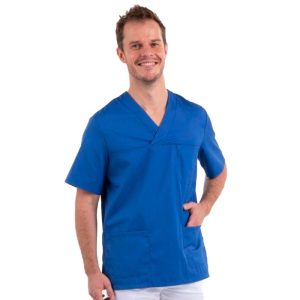 Tunique Médicale Homme Col V Bleu Royal Lavable à 75°- MANELLI